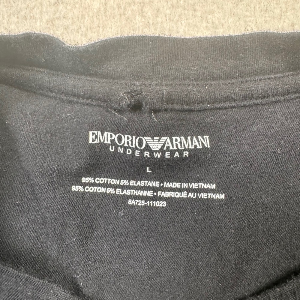 Emporio Armani Underwear Long Sleeve Shirt Mens Large Black Eagle GA Logo Tee - Picture 3 of 8
